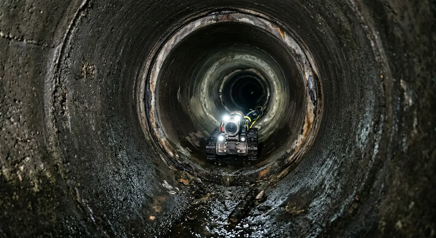 Robotic sewer camera inspecting pipe interior for Drain Snake Service in Braidwood